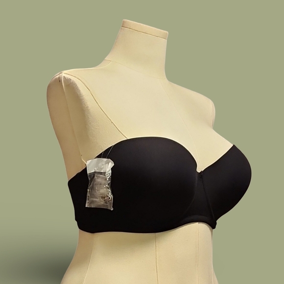 Convertible Black Strapless Bra w/ Clear Strap Attachments 44DD Goth Whimsygoth - Picture 2 of 6